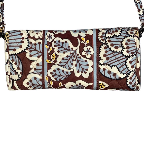 Vera Bradley Slate Blooms Brown & Blue Floral Crossbody Wallet/Clutch - Picture 2 of 6